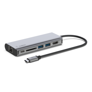 Belkin Hub USB-C 5Gbps 6w1, 2xUSB-A, RJ45, czytnik kart, PD 100W