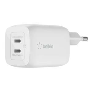 Belkin Ładowarka sieciowa, podwójna, USB-C, GaN 65W, biała