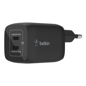 Belkin Ładowarka 2x USB-C 65W, GaN, BoostCharge, czarna
