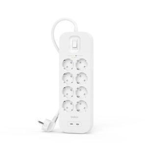 Belkin Listwa zasilająca przeciwprzepięciowa 900J, 8 gniazd Schuko, 2x USB-C PD 30W, 2m