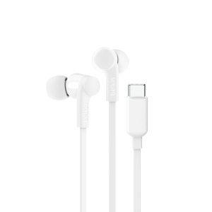 Belkin Przewodowe słuchawki douszne USB-C, białe