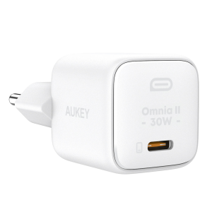 Aukey Ładowarka GaN, USB-C, PD 30W, biała