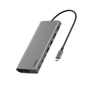 Belkin Hub USB-C 8w1, 10 Gbps, 2 x HDMI 4K szary