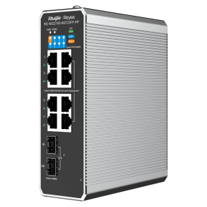 Ruijie Reyee RG-NIS2100-8GT2SFP-HP | Switch zarządzalny przemysłowy, 10 portów, 8xGE, 1xPoE++, 7xPoE+, 300W, 2xSFP, L2, Cloud
