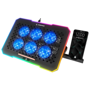 Rampage FREEZ Podstawka chłodząca pod laptop 9-17'' RGB 6 wentylatorów, czarna