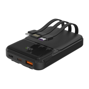 S-Link P104 Powerbank 10 000 mAh z wbudowanymi kablami, HSC 22.5W, PD 20W, czarny