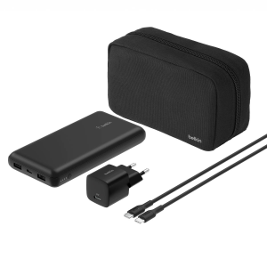 Belkin Zestaw podróżny - Powerbank 20 000 mAh + ładowarka 25 W + kabel USB-C 60 W + etui