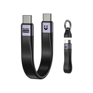 Unitek Kabel USB-C w formie breloka | USB4 | 40 Gb/s | 240W PD  8K | 13 cm, czarny