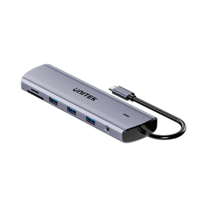 Unitek Hub USB-C 11w1 z obsługą dwóch monitorów | 4K@30Hz | RJ45 | PD 100 W | SD i microSD