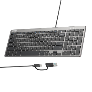 Unitek SlimTap Lekka klawiatura przewodowa biurowa USB-C/USB-A