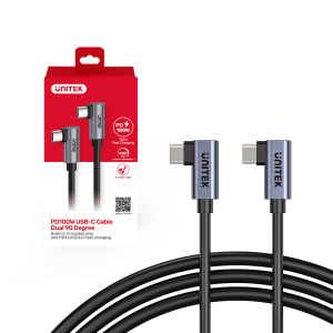 Unitek Kabel USB-C do USB-C, PD, 100W, 90 stopni, 0,5M