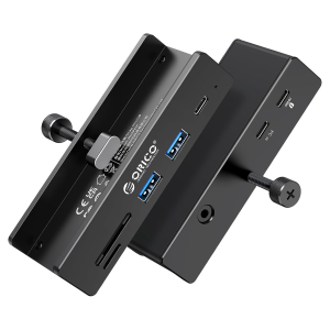 Orico Aktywny hub USB-C 10Gbps, PowerDelivery 60 W, przykręcany, 2x USB-A, czytnik SD, USB-C, czarny